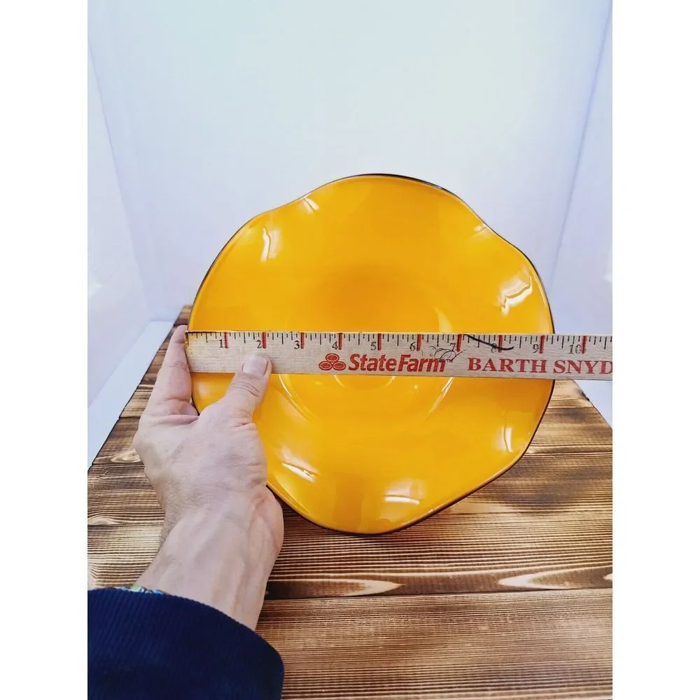 Vintage Teleflora‎ Gift Beautiful Orange Flower / Candy Glass Bowl Pedestal Base